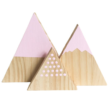 Set of 3 nordic wooden snow mountain triangle ornaments - baby nursery decor